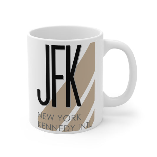 New York John F. Kennedy Intl, JFK. 11oz Airport Mug (Cool Brown)