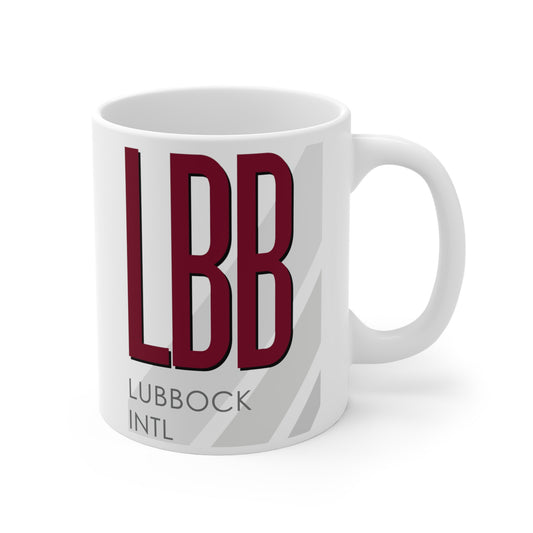 Lubbock Preston Smith Intl, LBB. 11oz Airport Mug (Magenta)