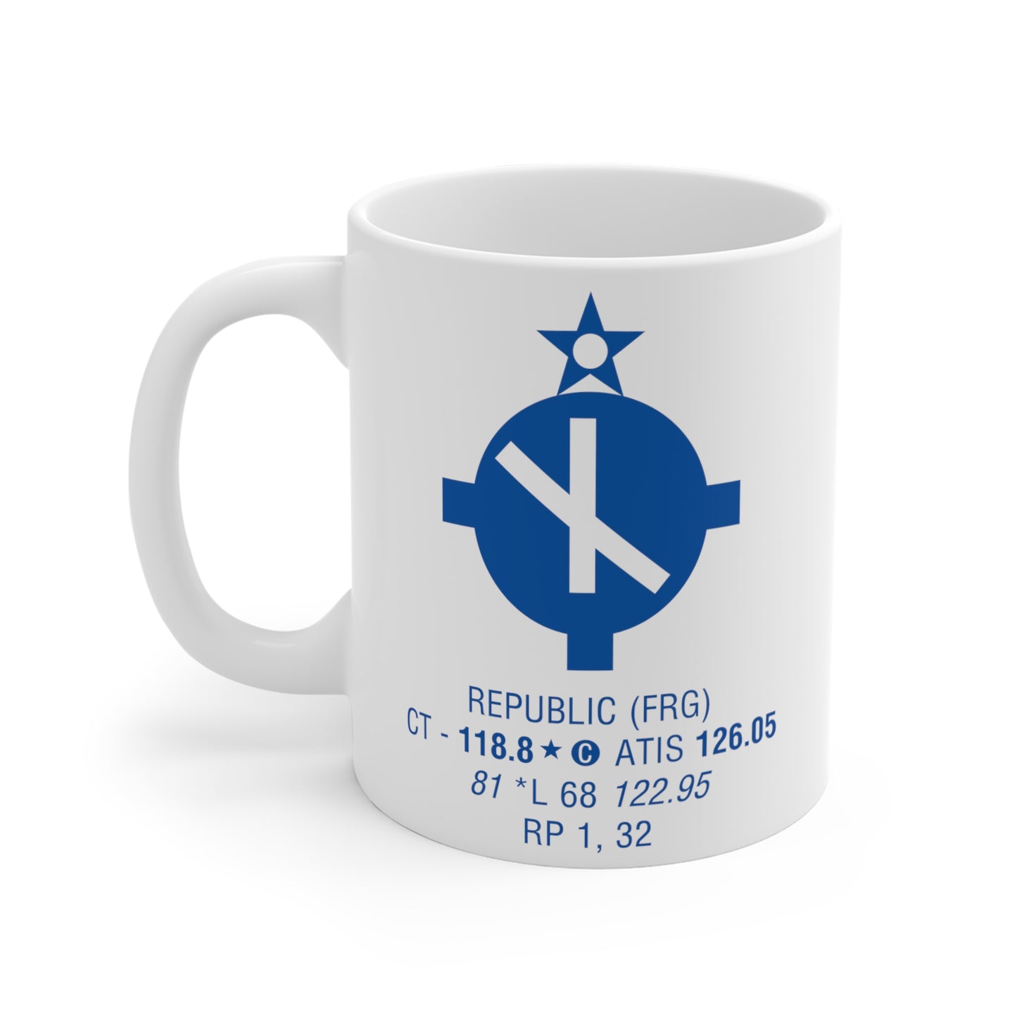 Republic Airport, FRG. 11oz Airport Mug (Blue FRG)