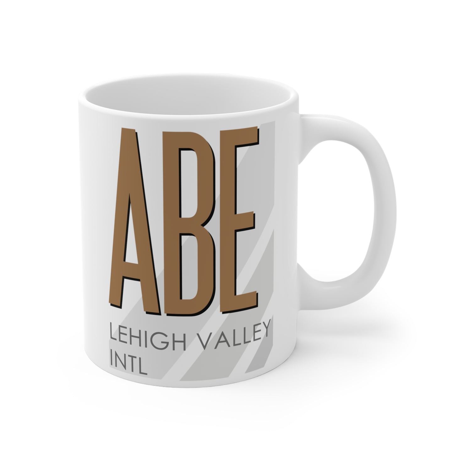 Lehigh Valley Intl, ABE. 11oz Airport Mug (Brown)