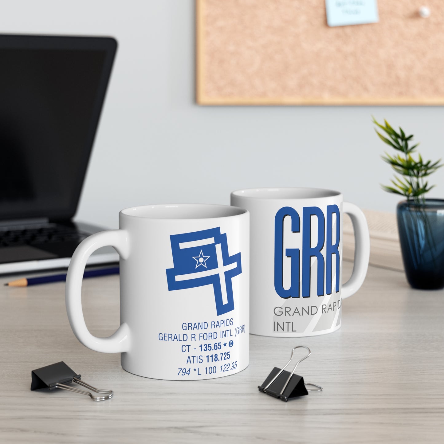 Grand Rapids Gerald R. Ford Intl, GRR. 11oz Airport Mug (Blue)