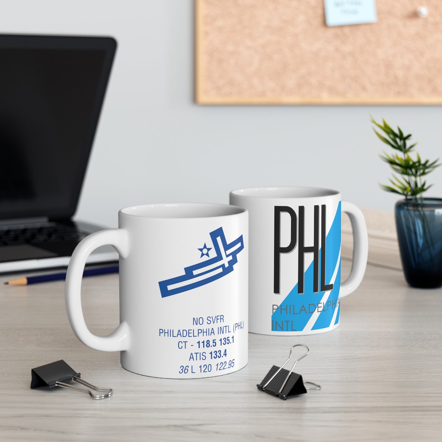 Philadelphia Intl, PHL. 11oz Airport Mug (Blue)