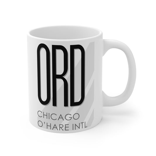 Chicago O'Hare Intl, ORD. 11oz Airport Mug (White)