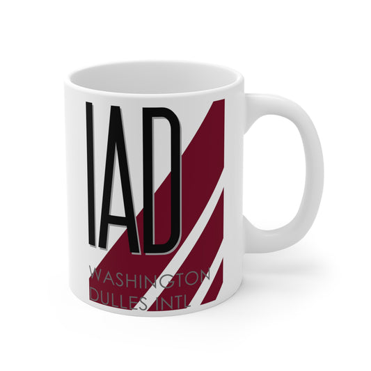 Washington Dulles Intl, IAD. 11oz Airport Mug (Magenta)