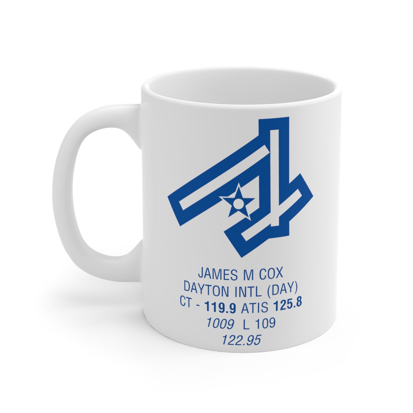 James M Cox Dayton Intl, DAY. 11oz Airport Mug (Blue)