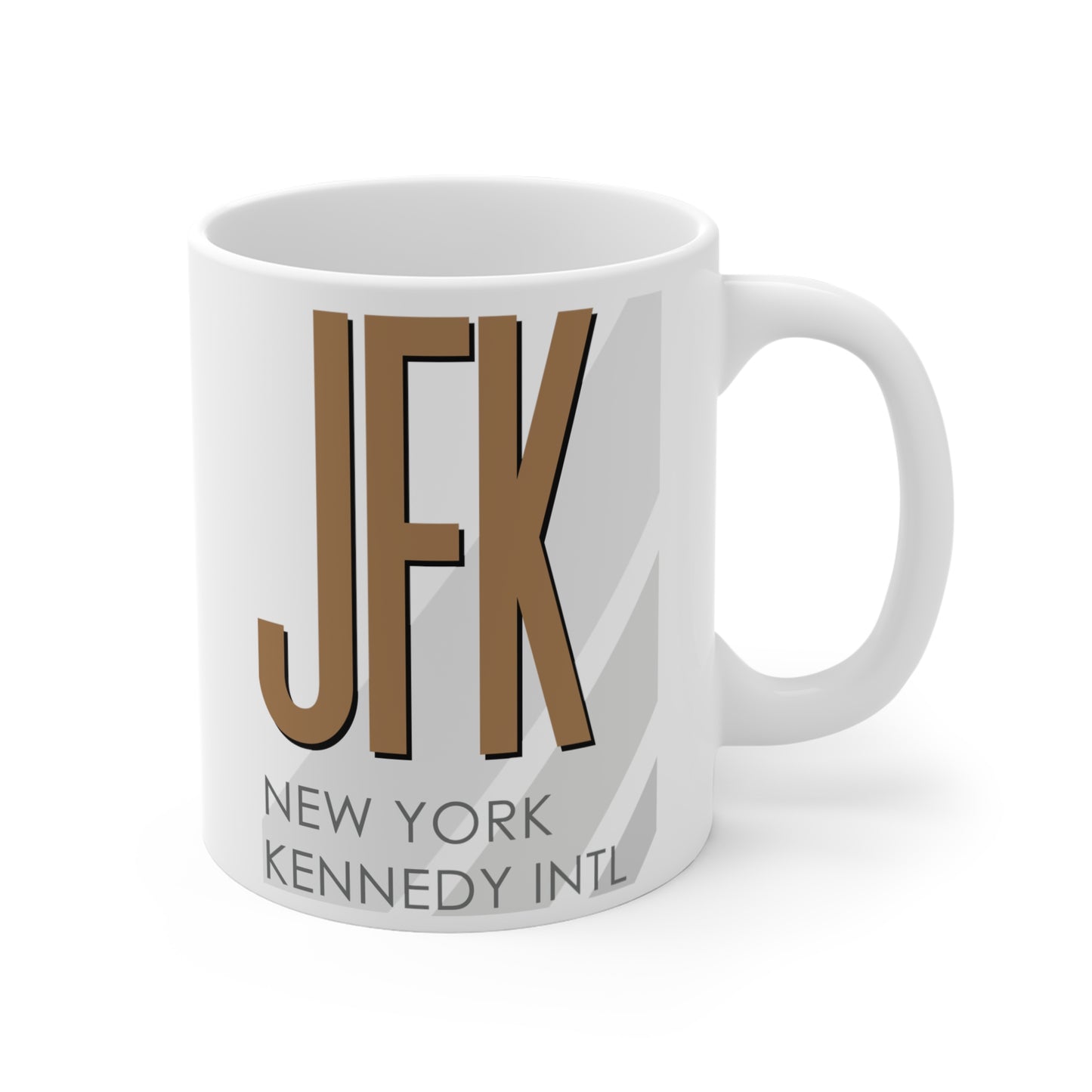 New York John F. Kennedy Intl, JFK. 11oz Airport Mug (Brown JFK)