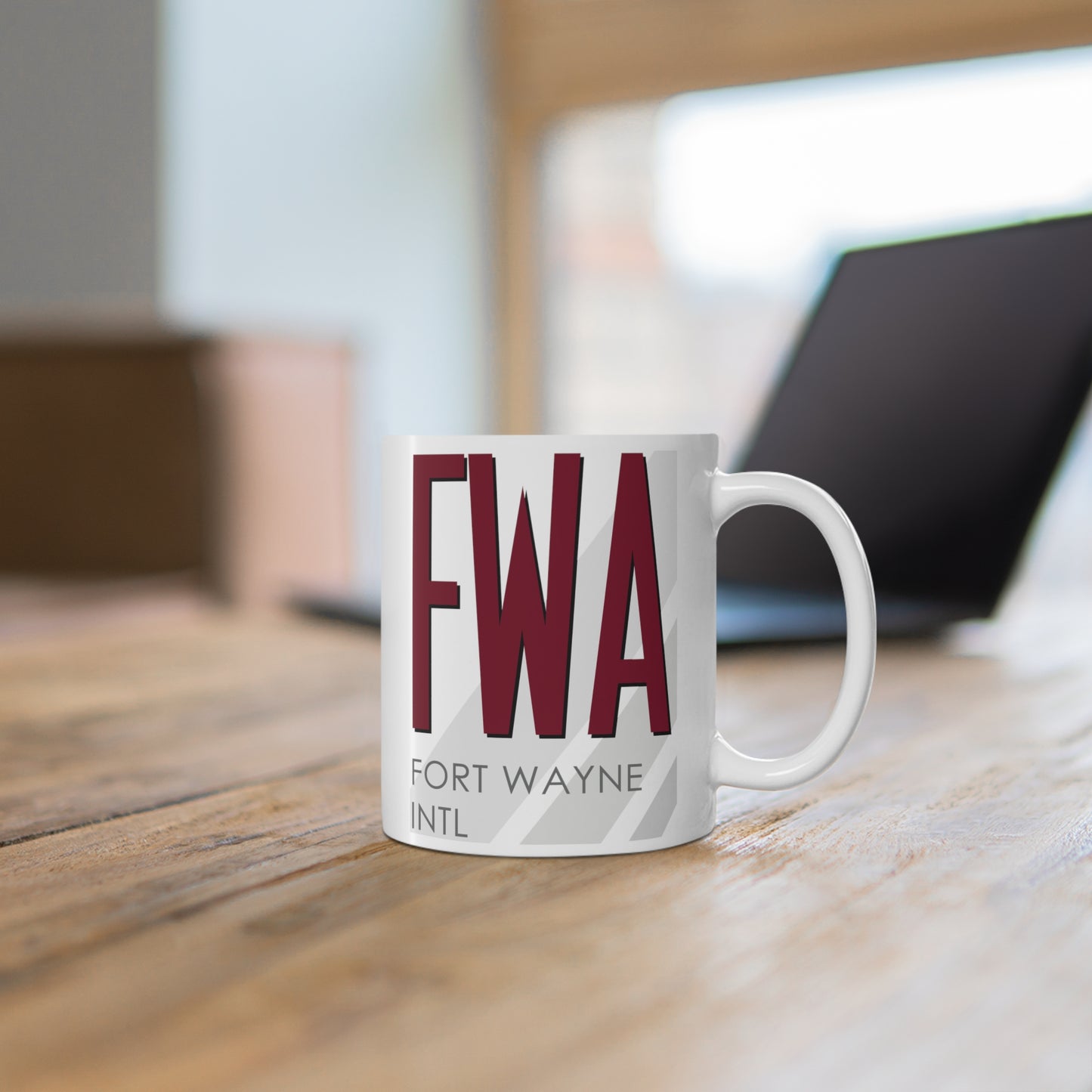 Fort Wayne Intl, FWA. 11oz Airport Mug (Magenta)