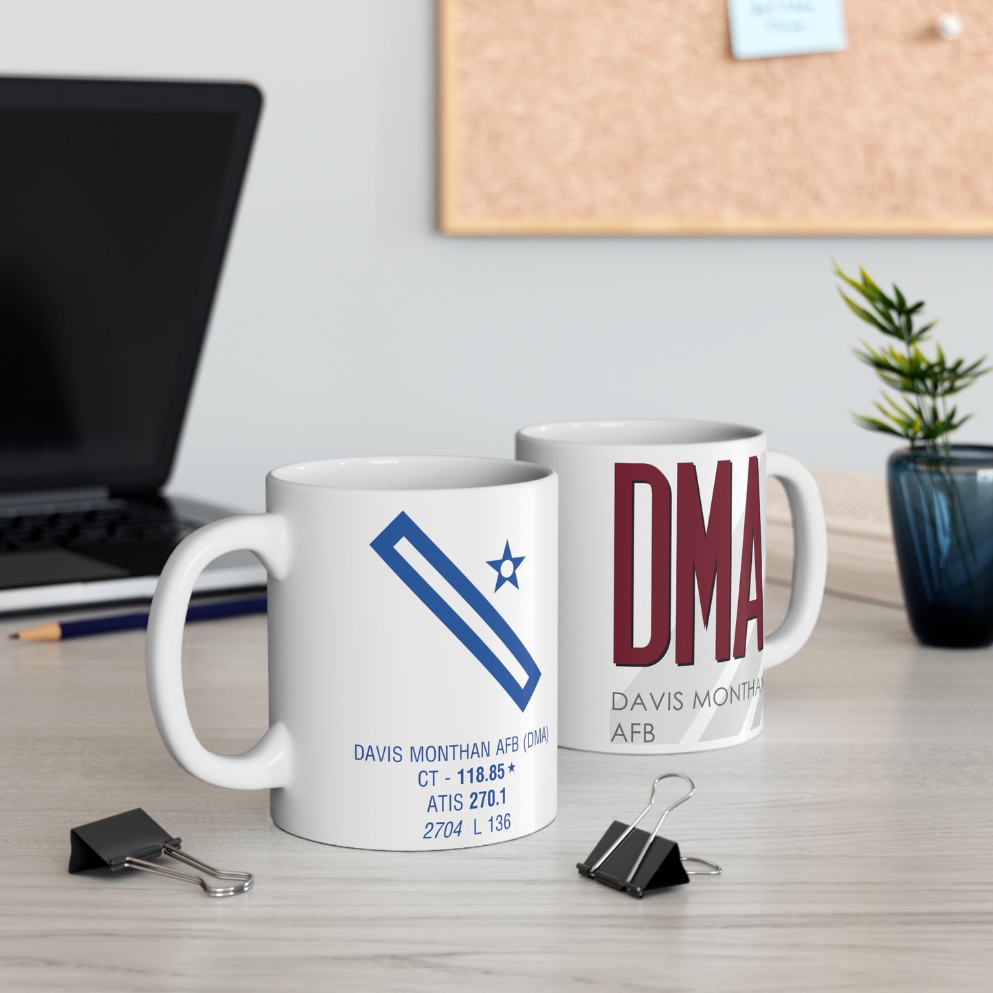 Davis Monthan AFB, DMA. 11oz Airport Mug (Magenta)