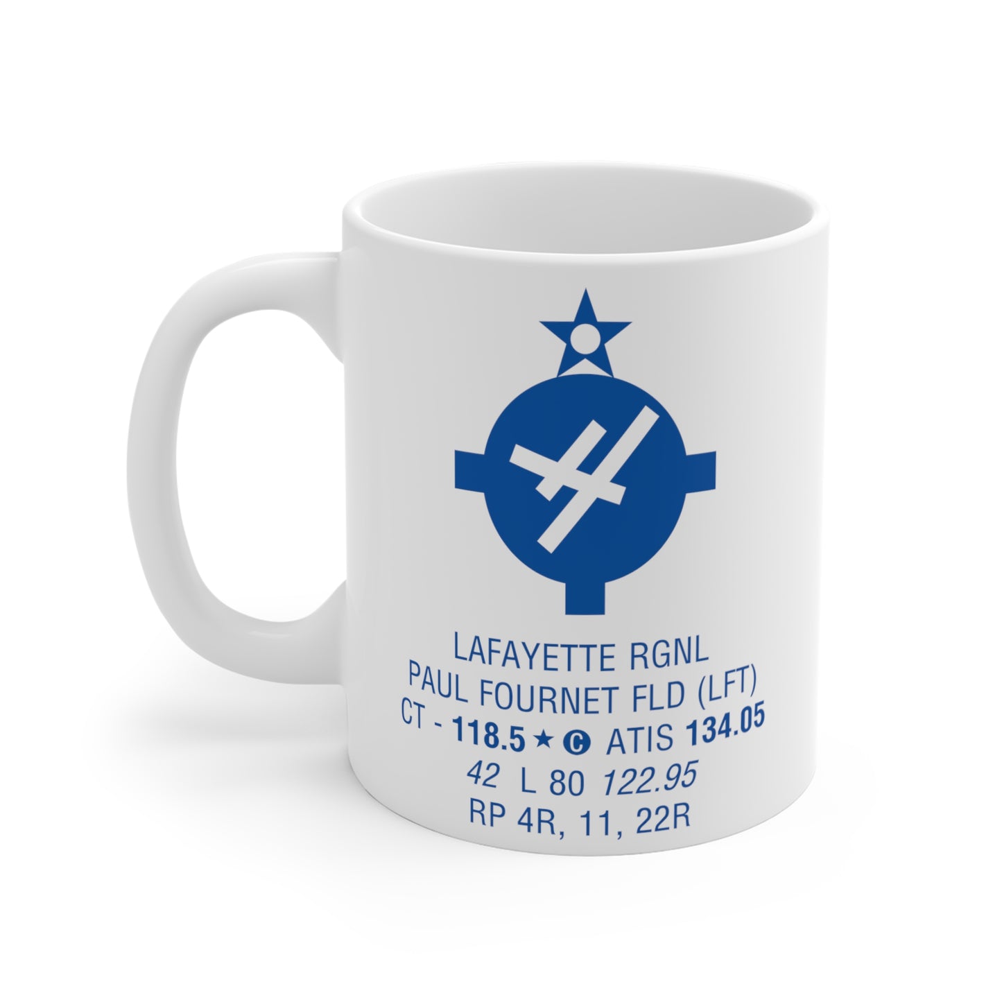 Lafayette Rgnl Paul Fournet Fld, LFT. 11oz Airport Mug (Blue)