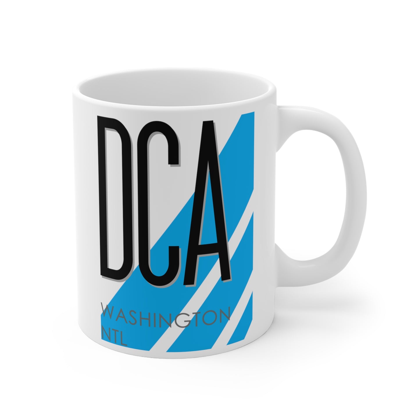 Ronald Reagan Washington Ntl, DCA. 11oz Airport Mug (Blue)