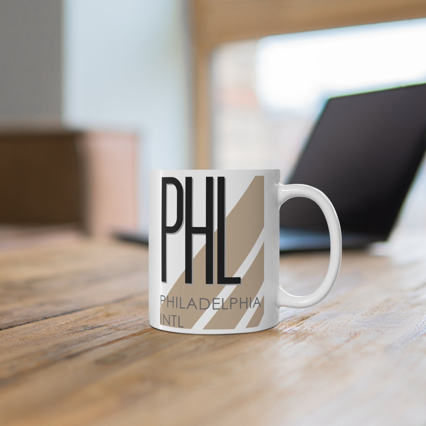 Philadelphia Intl, PHL. 11oz Airport Mug (Cool Brown)