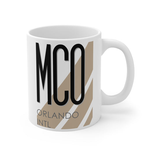 Orlando Intl, MCO. 11oz Airport Mug (Cool Brown)