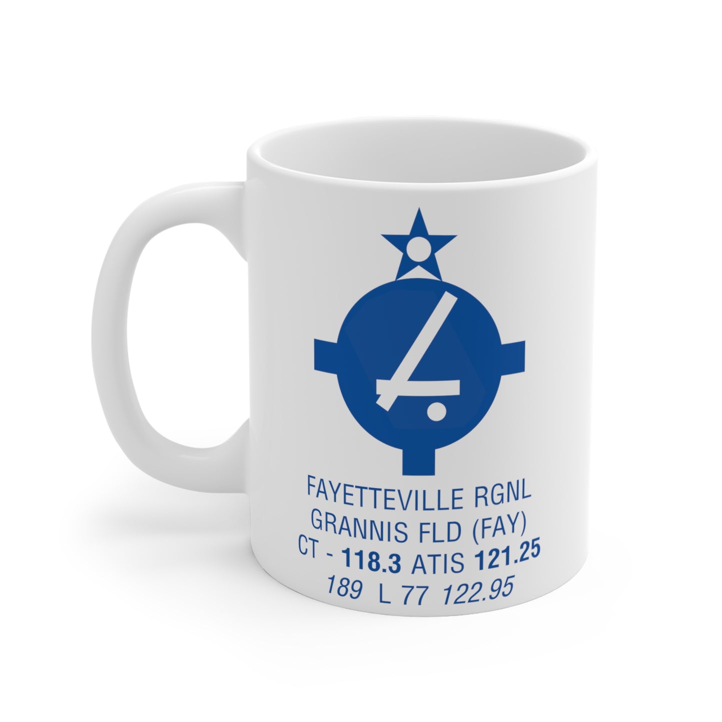 Fayetteville Rgnl, FAY. 11oz Airport Mug (Blue)