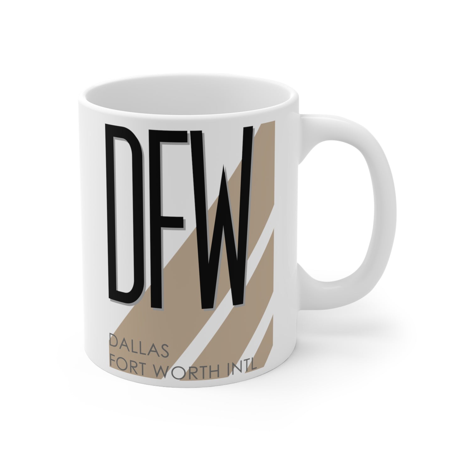 Dallas Fort Worth Intl, DFW. 11oz Airport Mug (Cool Brown)