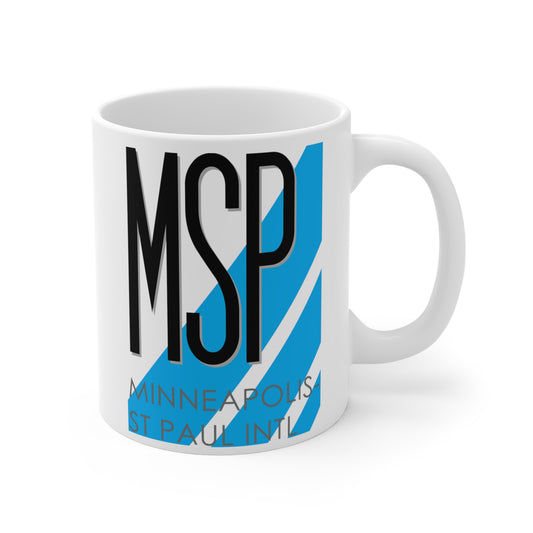 Minneapolis-St Paul Wold-Chamberlain Intl, MSP. 11oz Airport Mug (Blue)