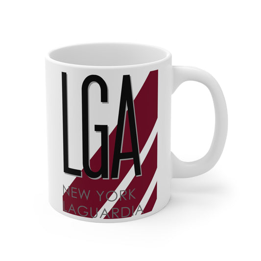 New York LaGuardia, LGA. 11oz Airport Mug (Magenta)