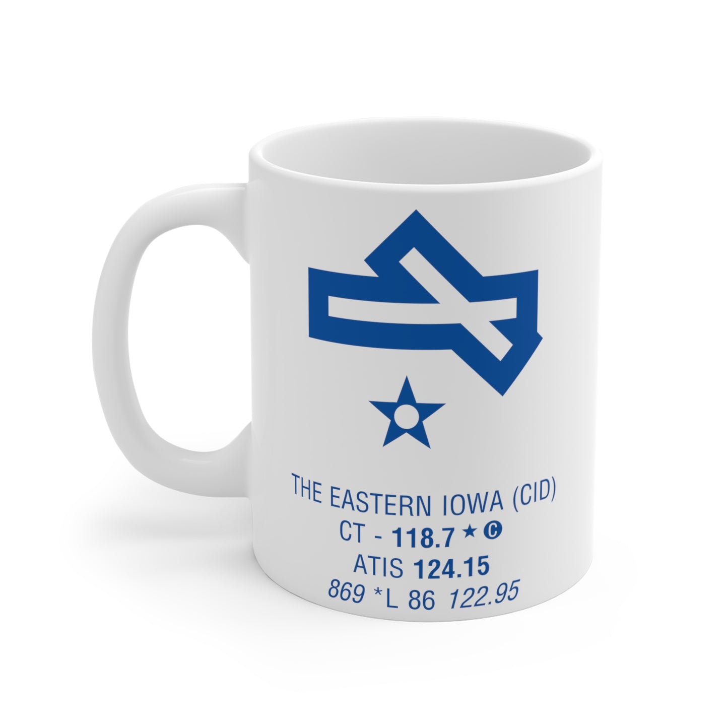 The Eastern Iowa Cedar Rapids, CID. 11oz Airport Mug (Blue)