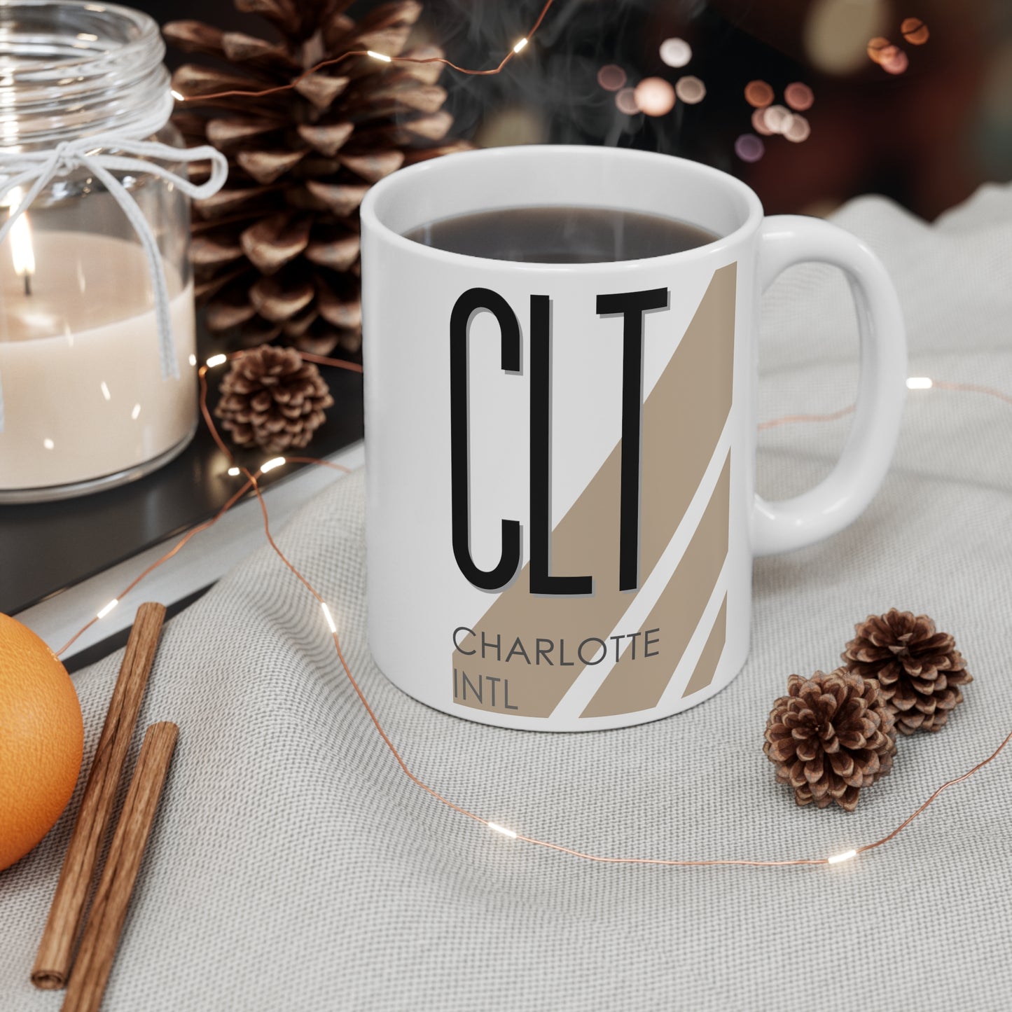 Charlotte-Douglas Intl, CLT. 11oz Airport Mug (Cool Brown)