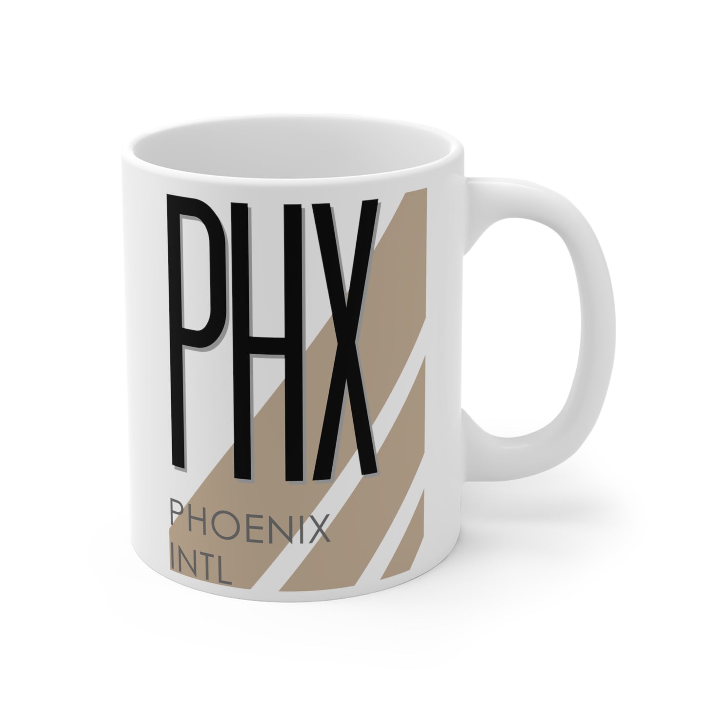 Phoenix Sky Harbor Intl, PHX. 11oz Airport Mug (Cool Brown)