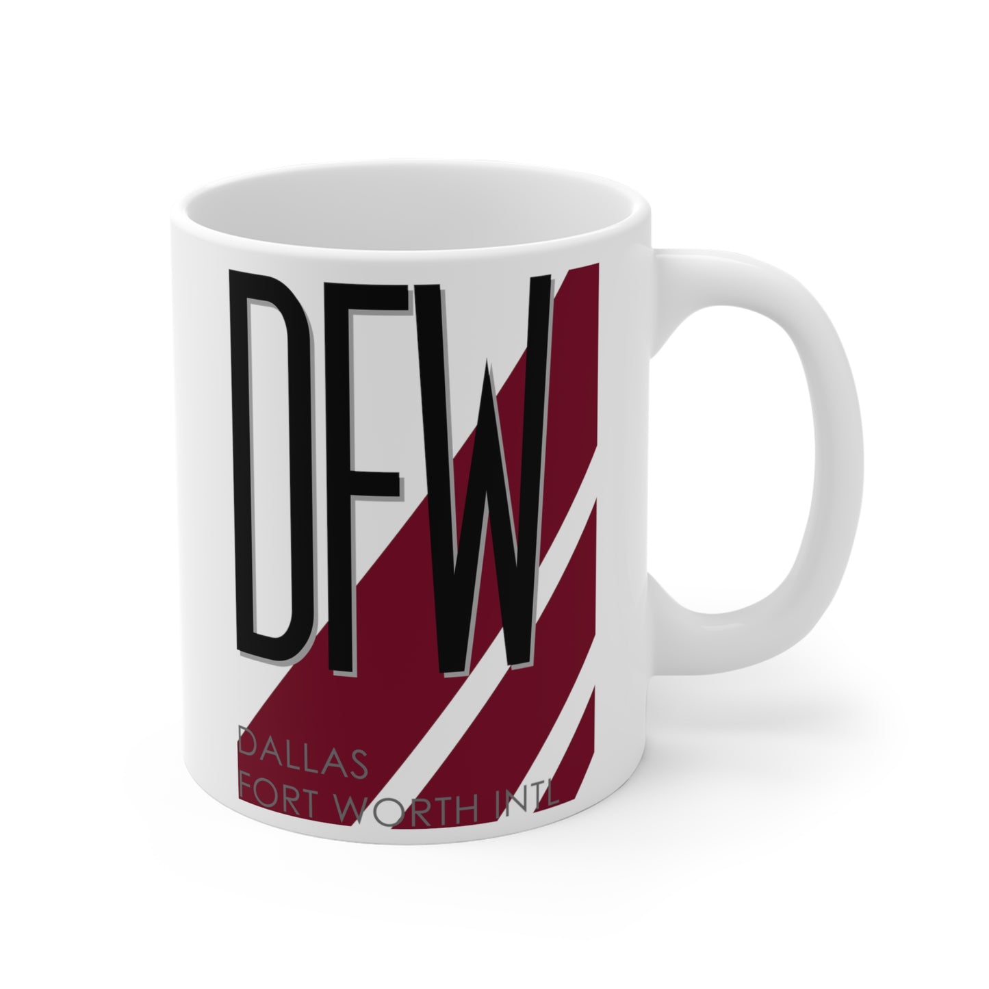 Dallas Fort Worth Intl, DFW. 11oz Airport Mug (Magenta)