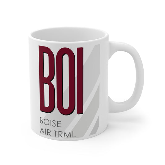 Boise Air Trml Gowen Fld, BOI. 11oz Airport Mug (Magenta)