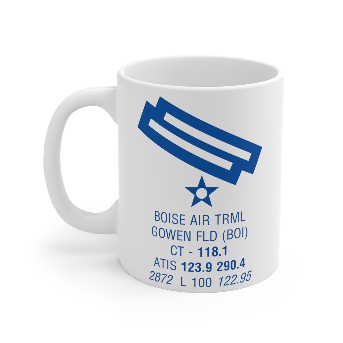 Boise Air Trml Gowen Fld, BOI. 11oz Airport Mug (Gray)