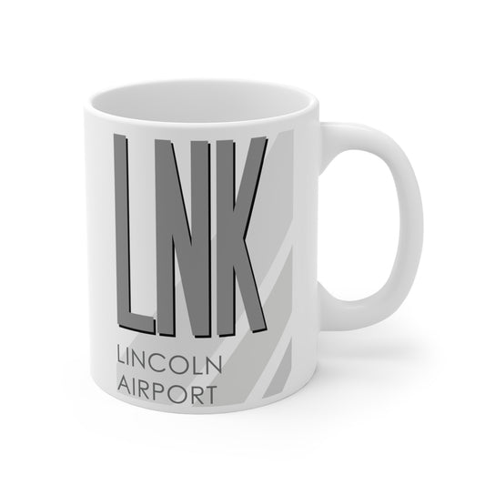 Lincoln Airport, LNK. 11oz Airport Mug (Gray)