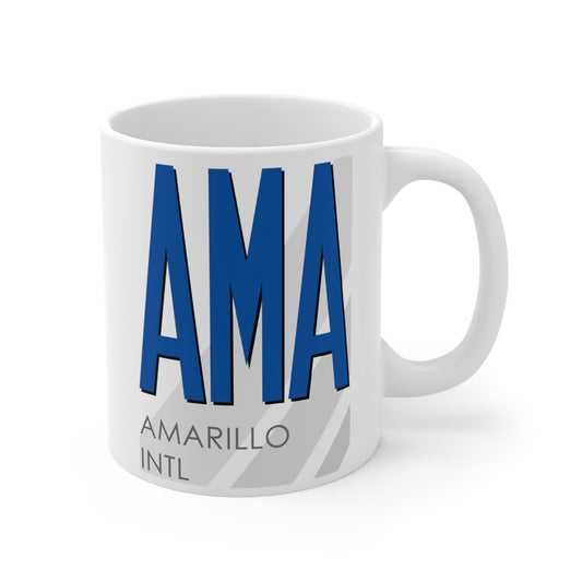 Rick Husband Amarillo Intl, AMA. 11oz Airport Mug (Blue)