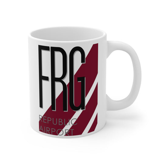 Republic Airport, FRG. 11oz Airport Mug (Magenta Stripes)