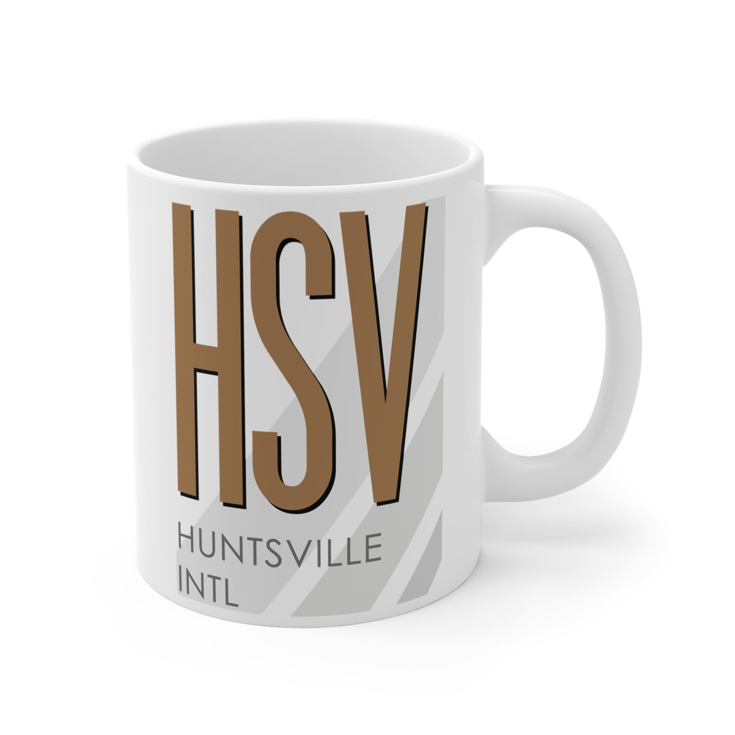 Huntsville Intl Carl T. Jones Fld, HSV. 11oz Airport Mug (Brown)