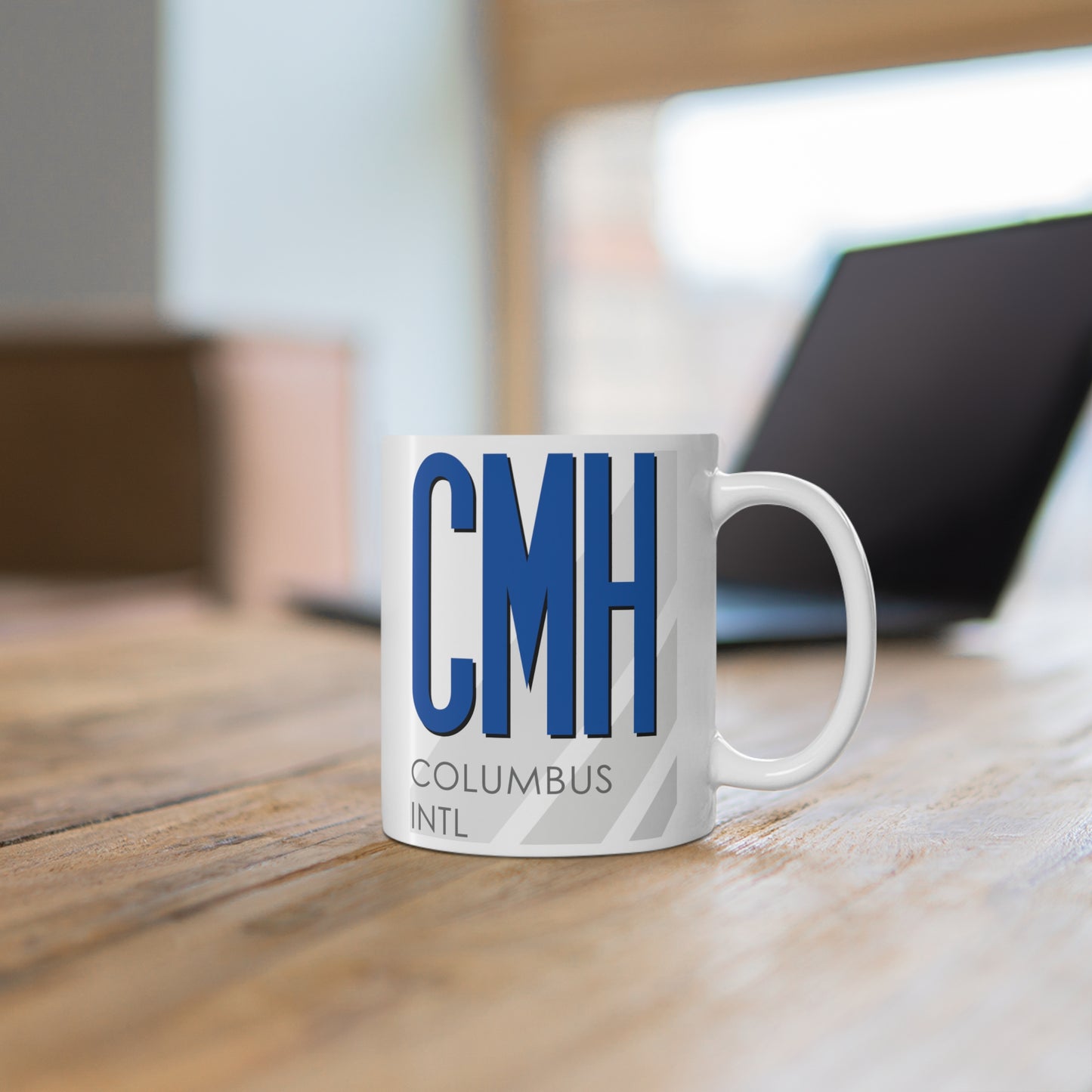 John Glenn Columbus Intl, CMH. 11oz Airport Mug (Blue)