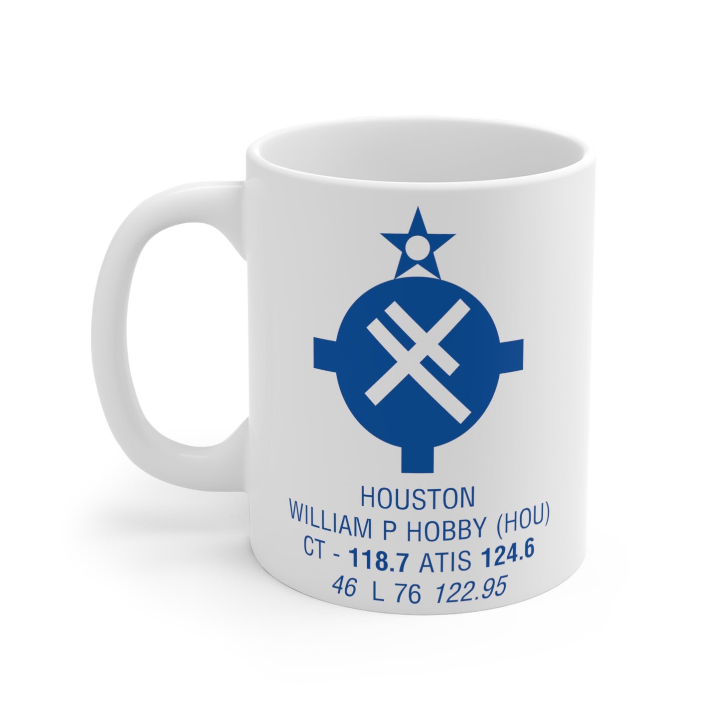 Houston Hobby, HOU. 11oz Airport Mug (Blue)