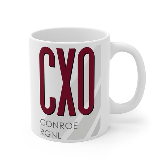 Conroe North Houston Rgnl, CXO. 11oz Airport Mug (Magenta CXO)