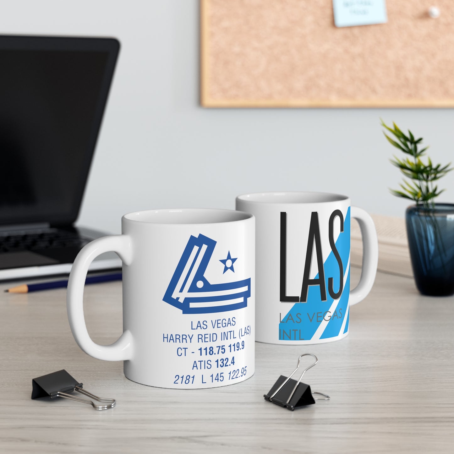 Las Vegas Harry Reid Intl, LAS. 11oz Airport Mug (Blue)