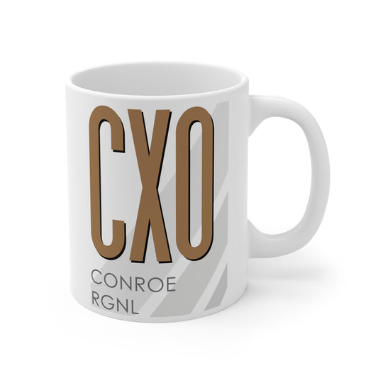 Conroe North Houston Rgnl, CXO. 11oz Airport Mug (Brown CXO)