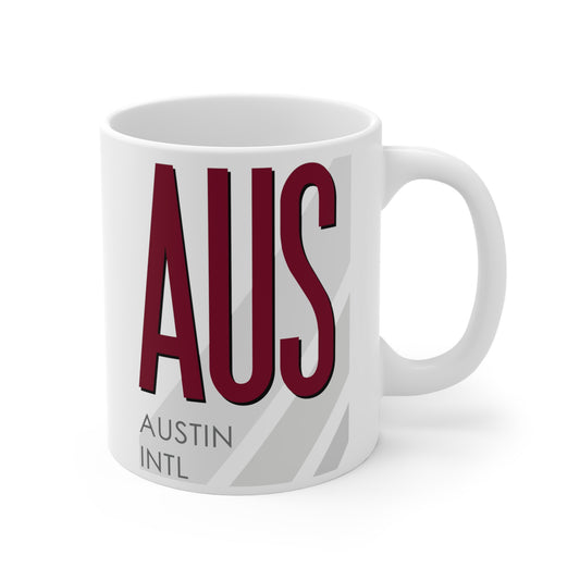 Austin-Bergstrom Intl, AUS. 11oz Airport Mug (Magenta)