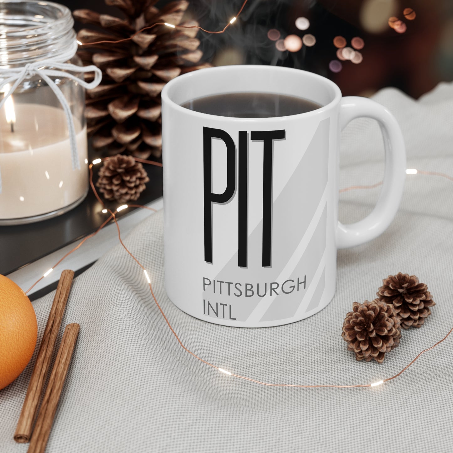 Pittsburgh Intl, PIT. 11oz Airport Mug (White)