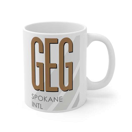 Spokane Intl, GEG. 11oz Airport Mug (Brown)