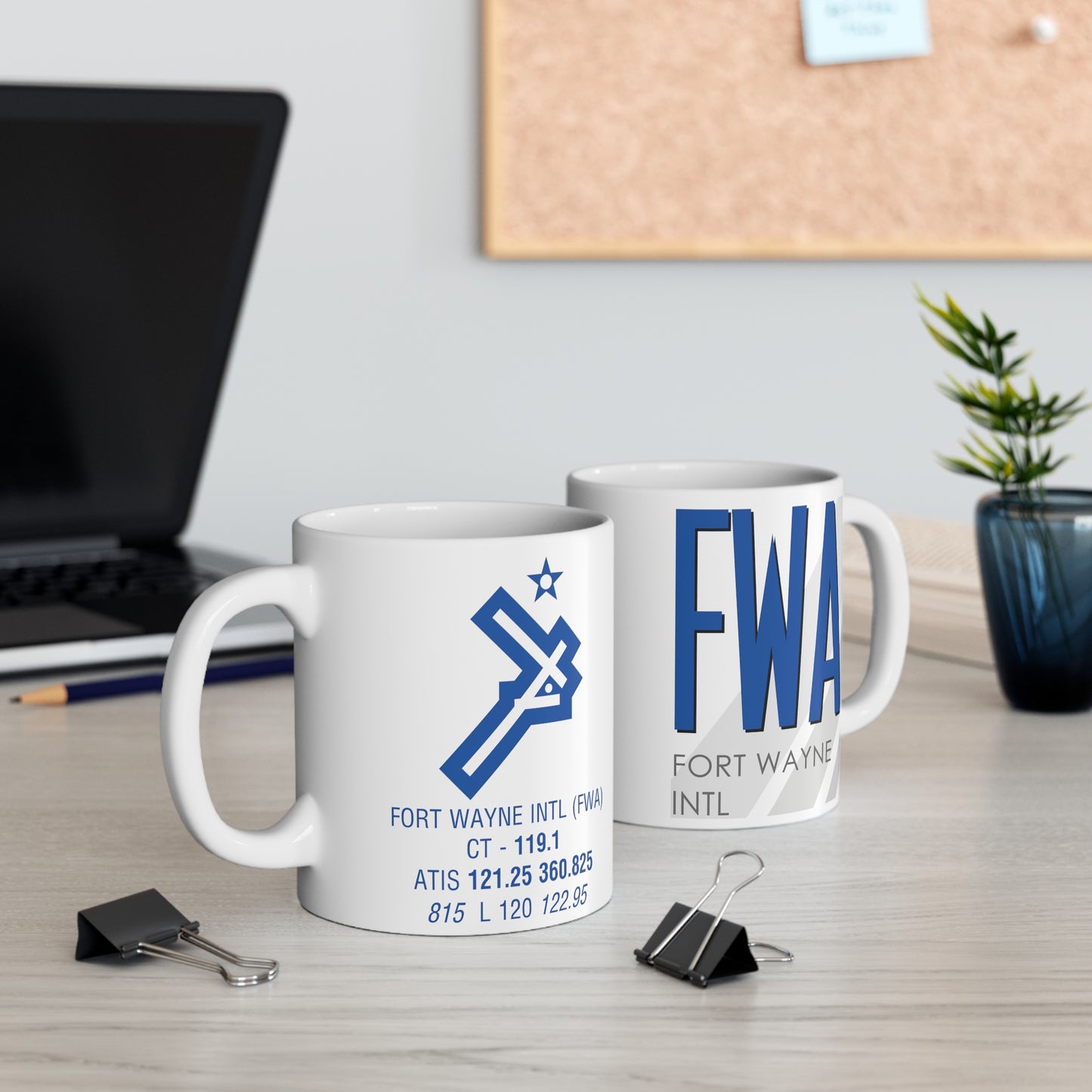 Fort Wayne Intl, FWA. 11oz Airport Mug (Blue)