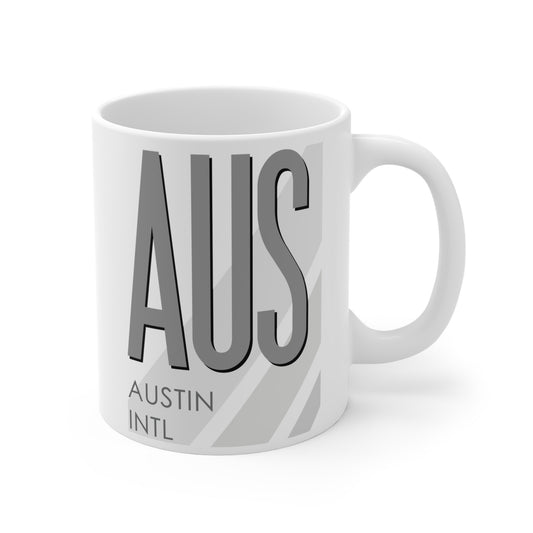 Austin-Bergstrom Intl, AUS. 11oz Airport Mug (Gray)