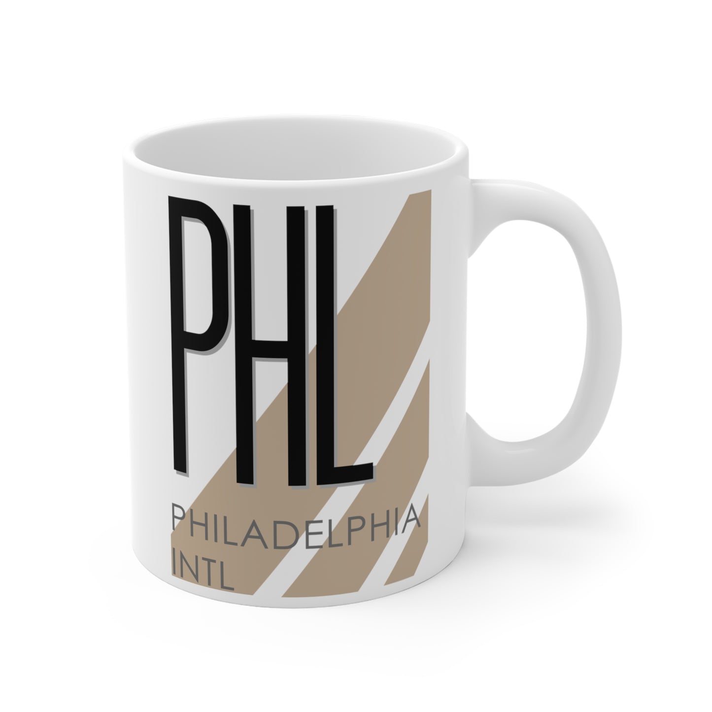 Philadelphia Intl, PHL. 11oz Airport Mug (Cool Brown)