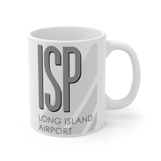 Long Island Mac Arthur Airport, ISP. 11oz Airport Mug (Gray)