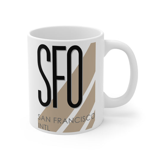 San Francisco Intl, SFO. 11oz Airport Mug (Cool Brown)