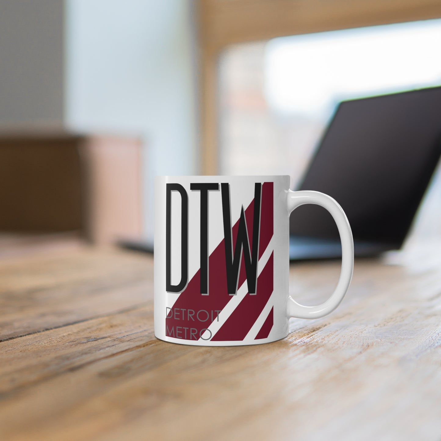 Detroit Metro Wayne County, DTW. 11oz Airport Mug (Magenta)