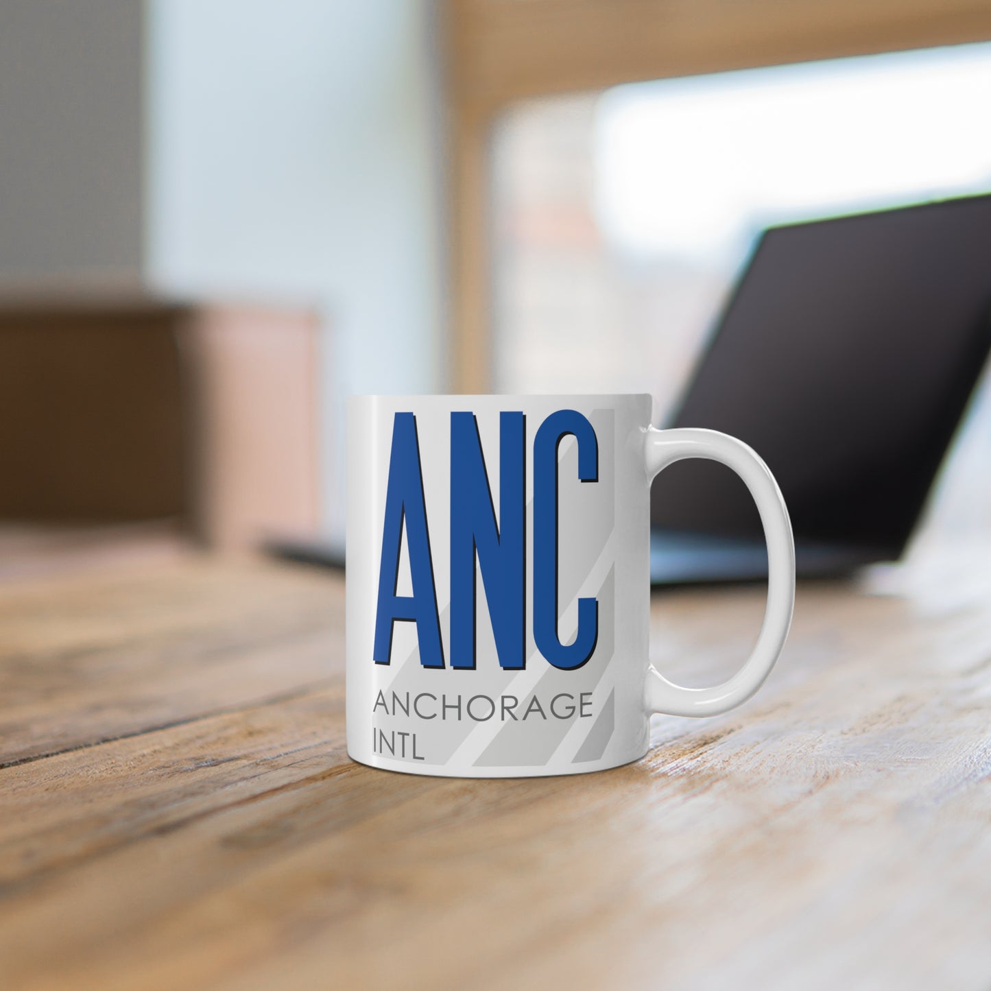 Ted Stevens Anchorage Intl, ANC. 11oz Airport Mug (Blue)