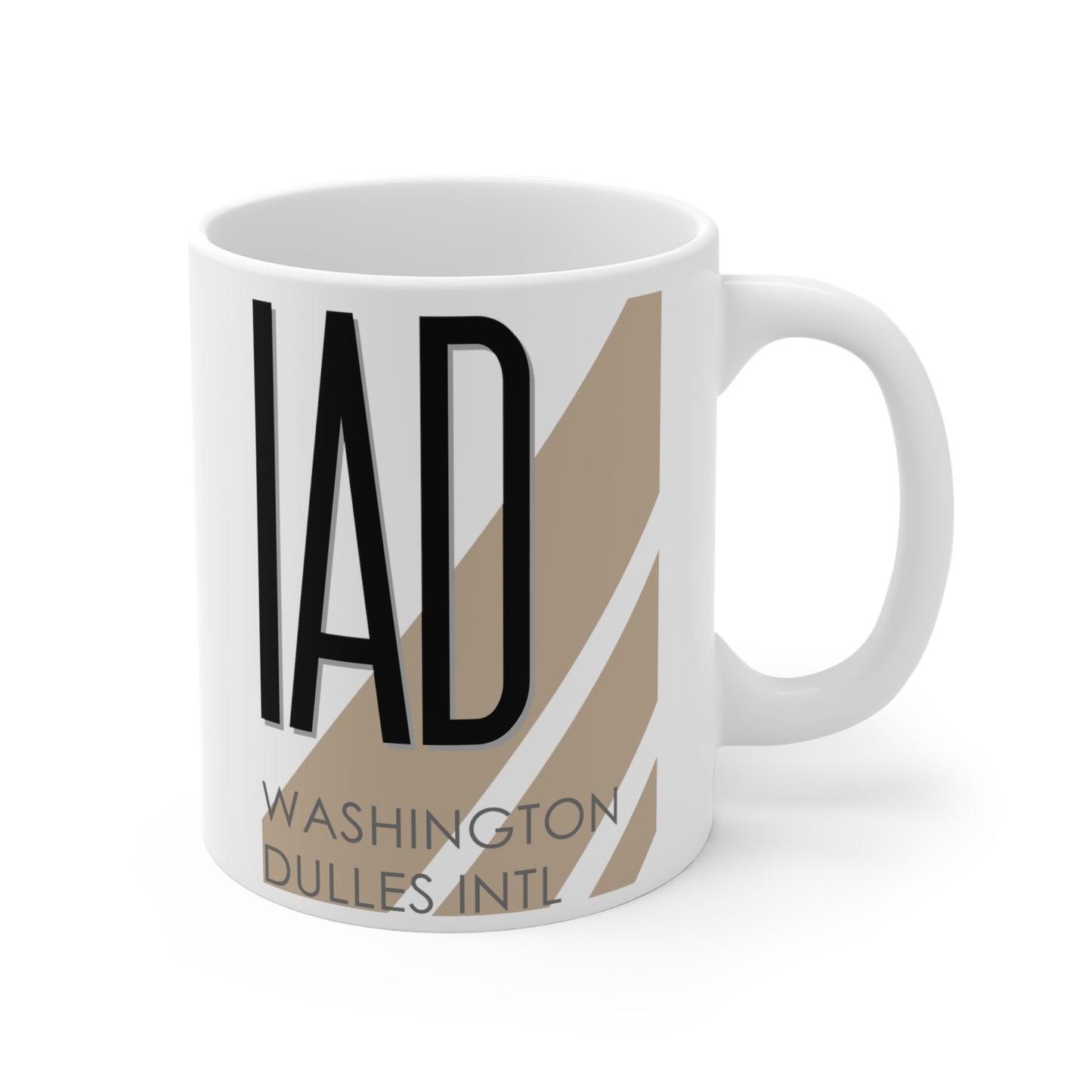 Washington Dulles Intl, IAD. 11oz Airport Mug (Cool Brown)