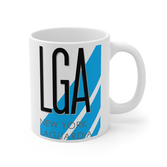 New York LaGuardia, LGA. 11oz Airport Mug (Blue)