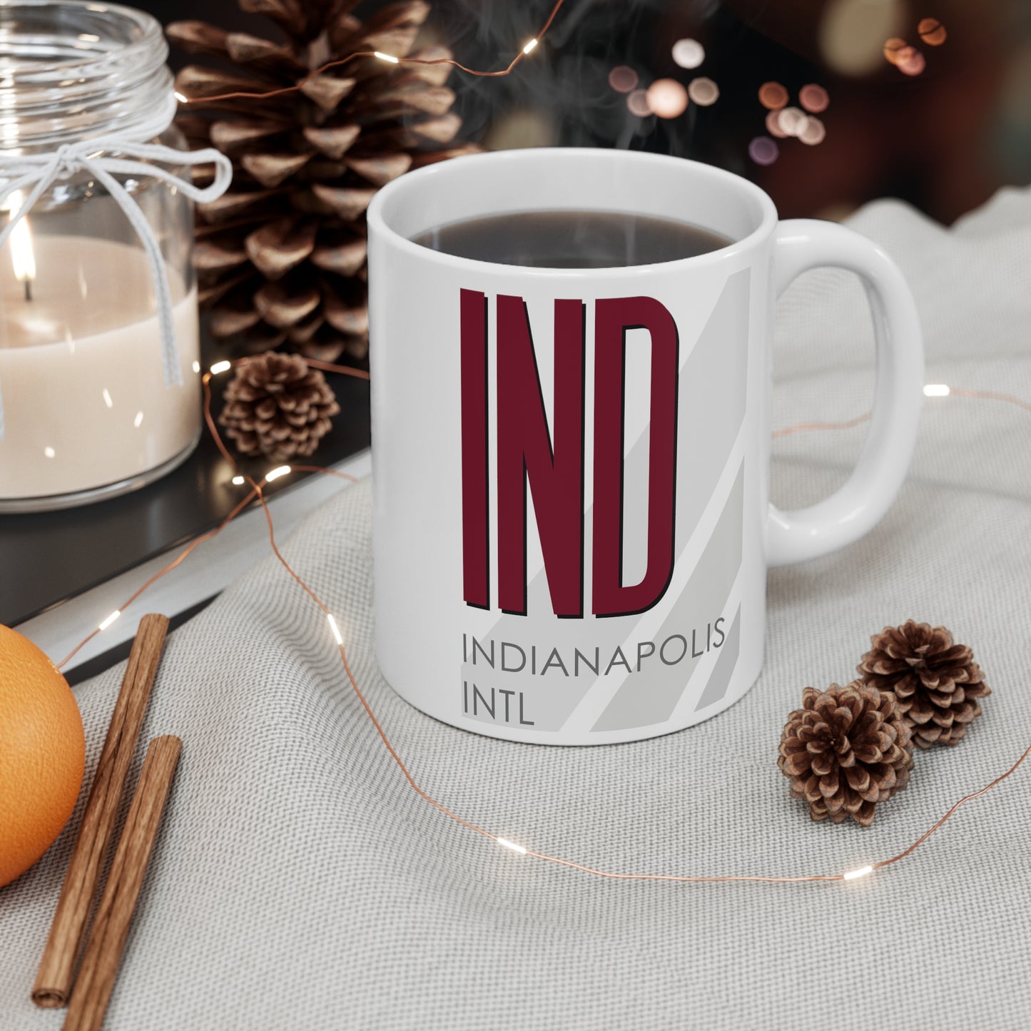 Indianapolis Intl, IND. 11oz Airport Mug (Magenta)