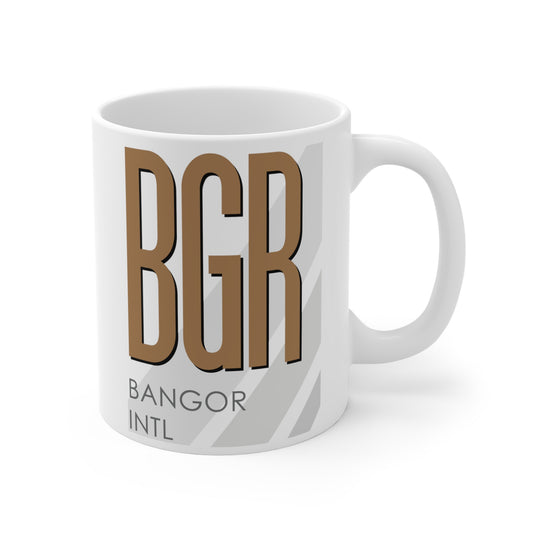 Bangor Intl, BGR. 11oz Airport Mug (Brown)