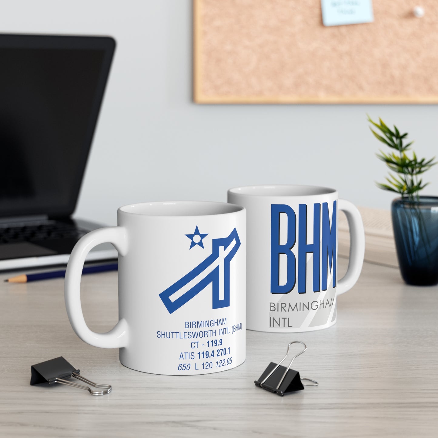 Birmingham Shuttlesworth Intl, BHM. 11oz Airport Mug (Blue)